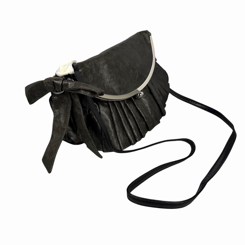 Olive Green Crossbody Bag Faux Leather Pleated Kiss Lock Going Out Whimsical